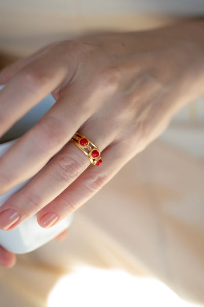 Atelier Petites Pierres - Reina Red Taşlı Yüzük