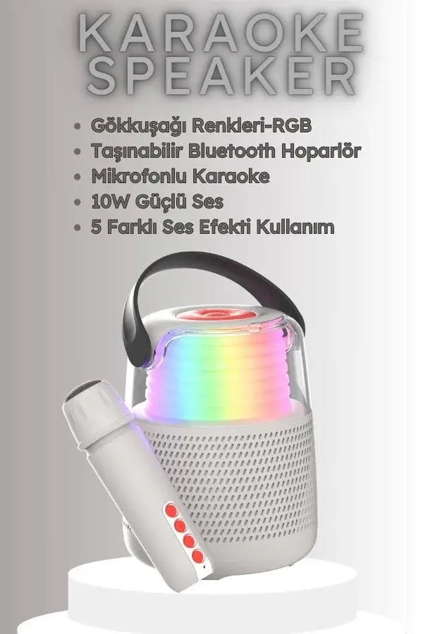 MOB - RETRO 5 FARKLI SES EFEKTLI MIKROFONLU KARAOKE GRI