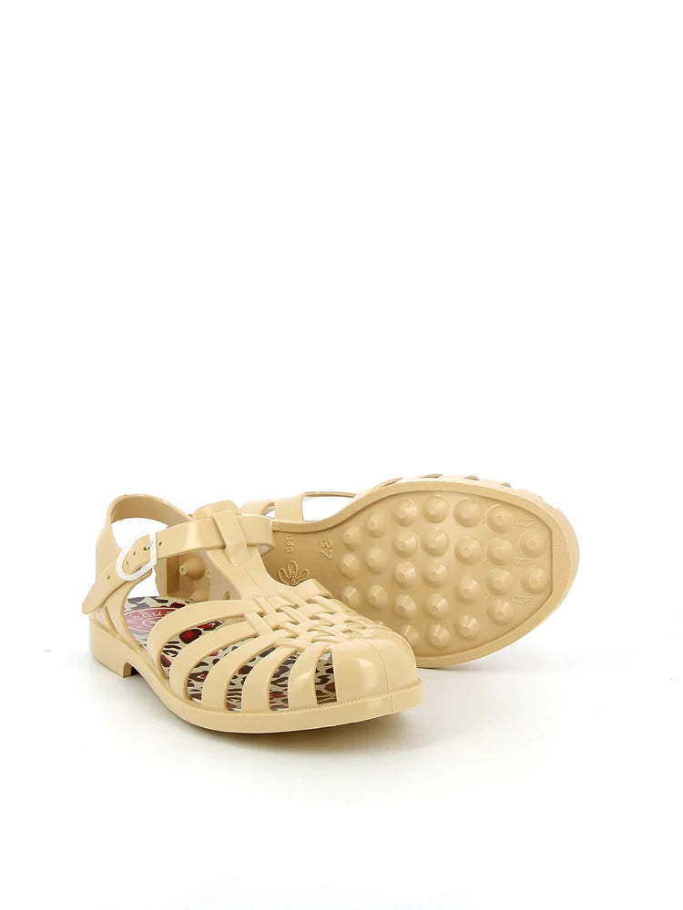 Meduse Sunleo Beige - Leopar Detaylı Bej Kadın Sandalet