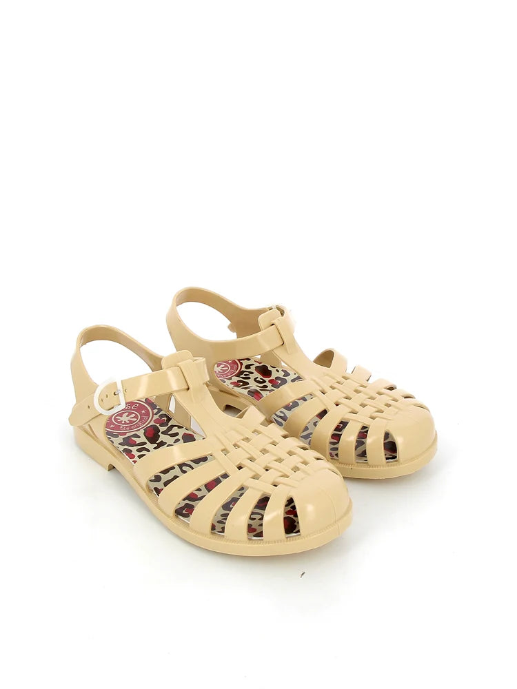 Meduse Sunleo Beige - Leopar Detaylı Bej Kadın Sandalet