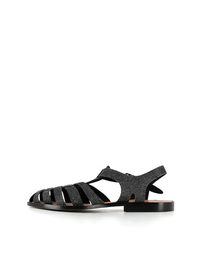 Meduse Sunville Noir Paillete - Siyah Parlak Kadın Sandalet