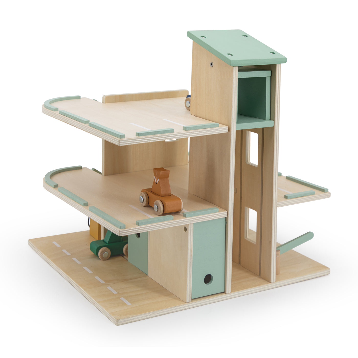 TRIXIE - WOODEN CAR PARK WITH ACECSORIES - AHŞAP OTOPARK OYUN SETİ